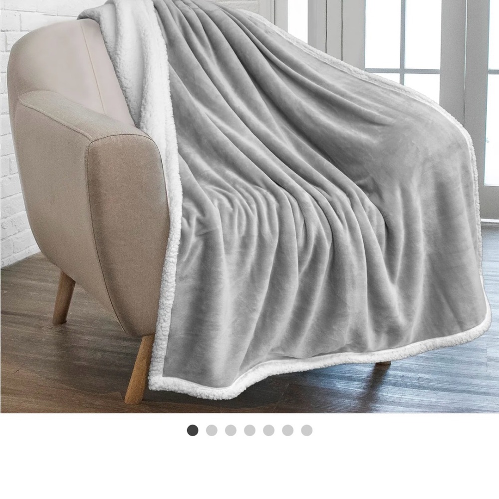 BRAND NEW PAVILIA GRAY PREMIUM PLUSH SHERPA THROW BLANKET 50”x60”